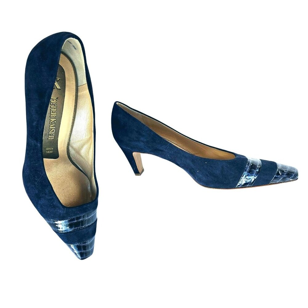 Vintage Peter Kaiser Suede Navy Blue Leather pumps NWOT Germany US Womens 9 9.5